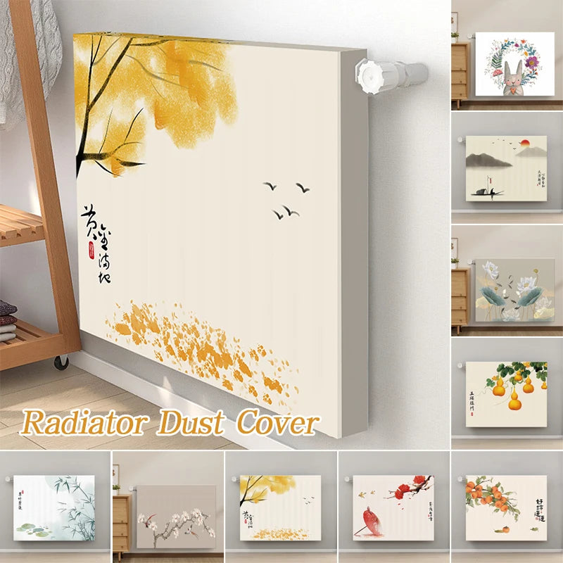 55-210cm Elastic All Inclusive Radiator Dust Cover Multi-sizes Chinese Style Printing Decorative Heater Cover Washable Reusable