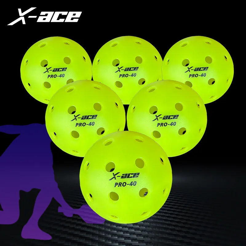X-ace Pro-40 Pickleball Balls, 12/24Pcs, High Visibility Green, 40 Holes Outdoor Indoor Training Pickle Ball, High Bounce