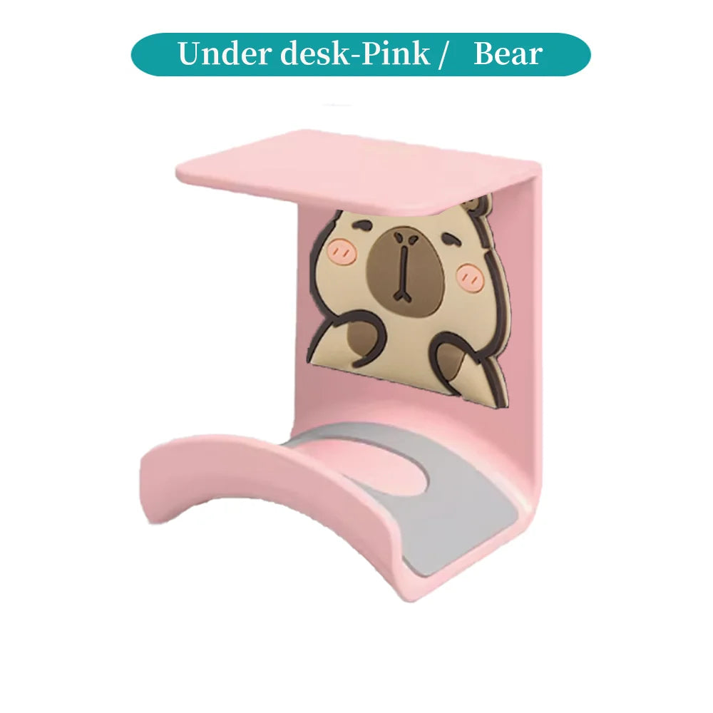 Universal Headphone Stand No Punching Plastic Wall Mount Hanger Under Desk Headset Rack Holder Support for Gaming Earphone