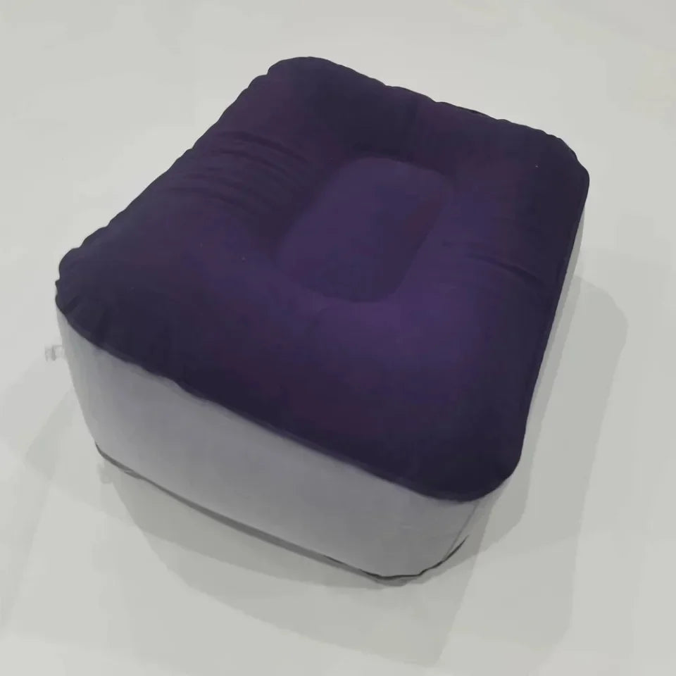 Inflatable PVC Footrest Pillow Air Cushion for Travel Office Home Leg Up Relaxing Foot Rest Under Desk Support