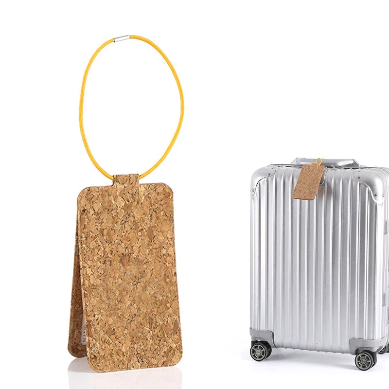 High Quality Cork Leather Luggage Tag Suitcase Identifier Label Baggage Boarding Bag Tag ID Address Holder PU Travel Accessories