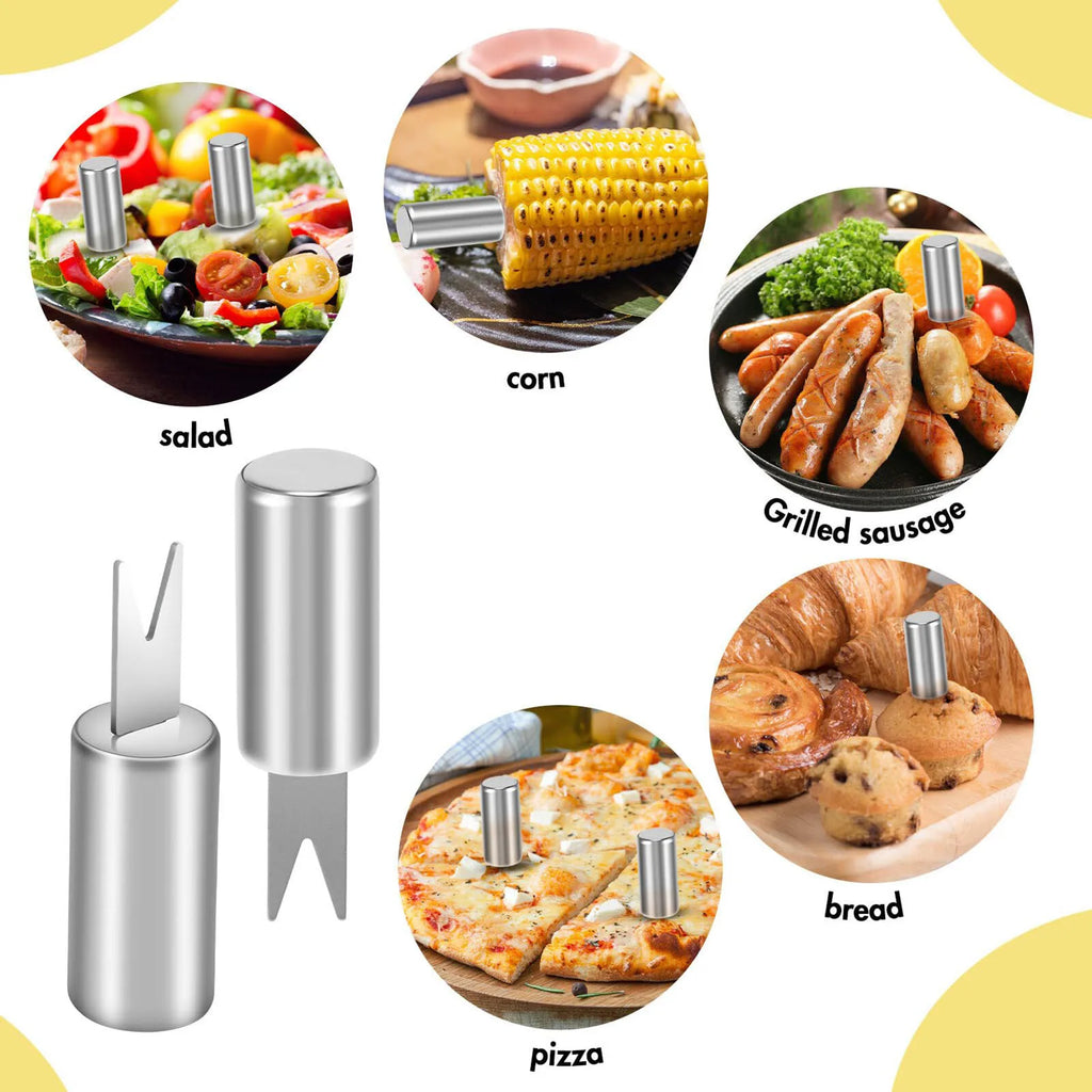 10PCS Stainless Steel Corn Holders Design Corn Cob Holders BBQ Forks Skewers Corn on The Cob Cooking Parties Camping Tool
