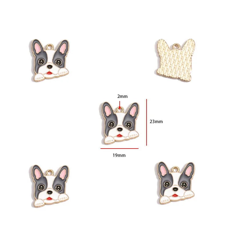 12pcs Alloy Drip Oil Cute Pet Dog Jewelry DIY Pendant Earrings Necklace Accessories Keychain Pendant Handmade