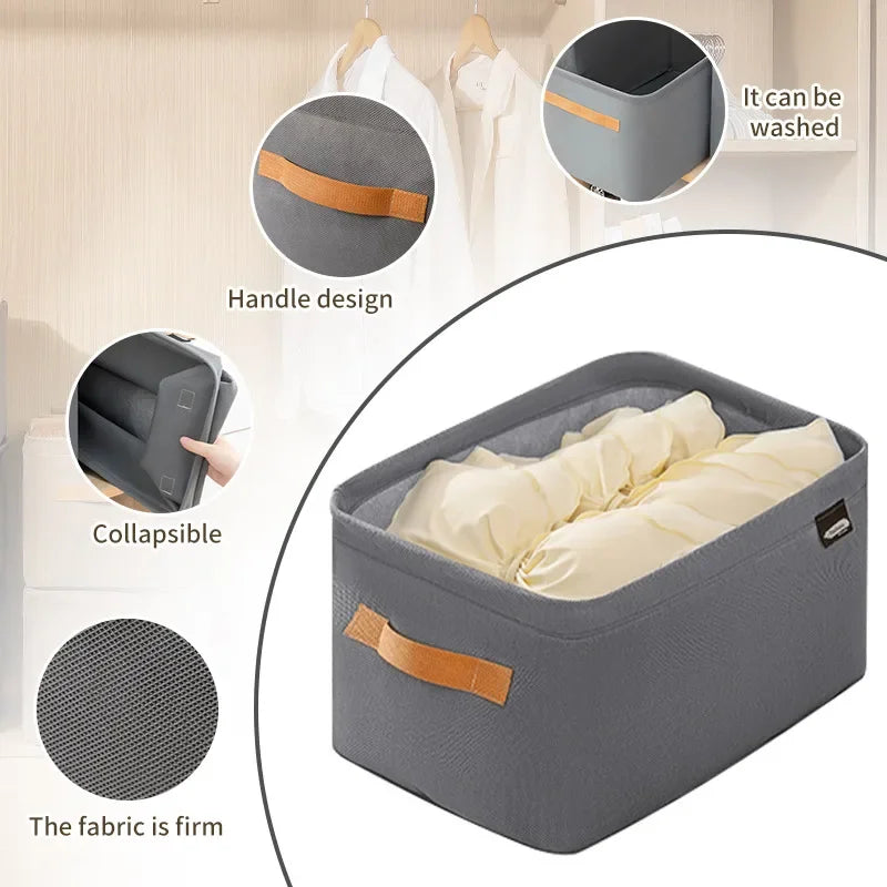 Steel Frame Clothes Storage Box Foldable Fabric Wardrobe Organizer Open Top Drawer Bin for Sweaters Pants Closet Organization