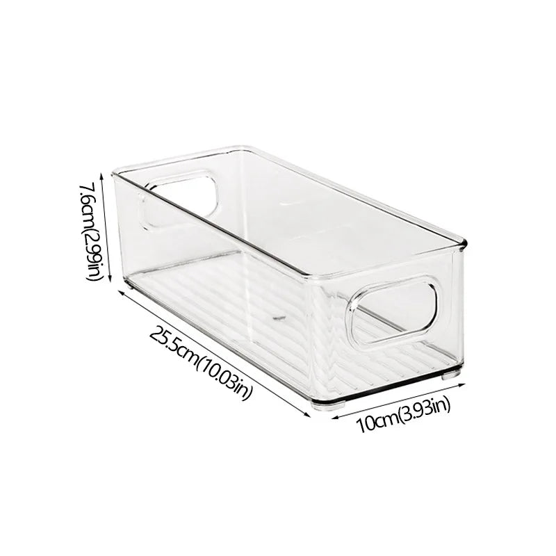 Refrigerator Organizer Bins Stackable Fridge Food Storage Box With Handle Clear Plastic Pantry Freezer Organizer Tool