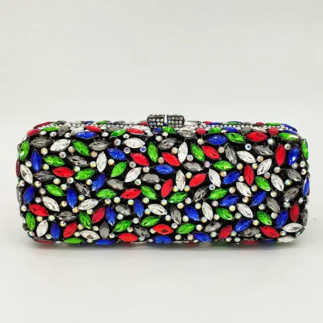Boutique De FGG Luxury Women Black Crystal Clutch Evening Bags Wedding Bride Rhinestone Clutch Bag Party Dinner Diamond Handbags