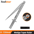Toolstar Wedge Taper Ruler Stainless Steel 0-150mm Feeler Gauge Depth Ruler Hole Inspection For Measurement Tool Thickness