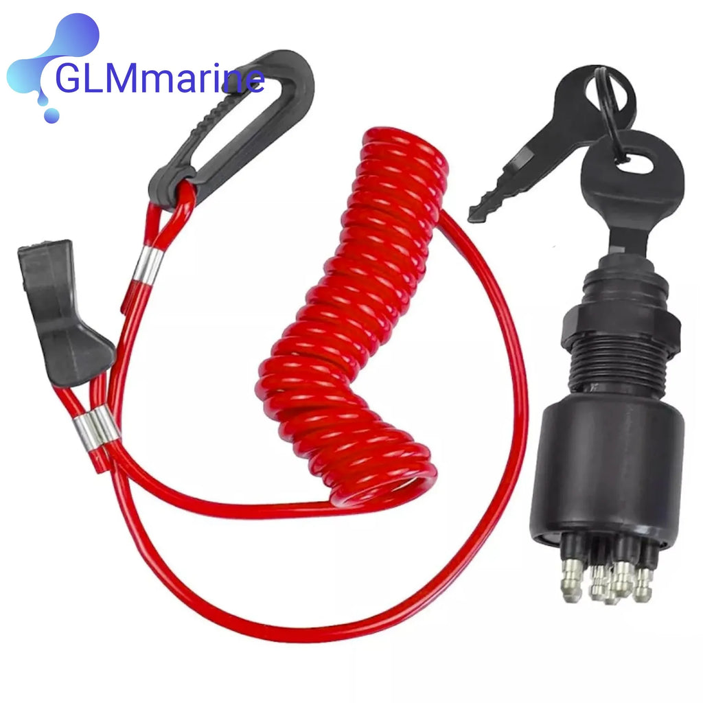 Lgnition Switch Key Safety Lanyard Lock Assembly 5005801 for Johnson Evinrude OMC BRP 1996 & Up Outboard Motor 175974