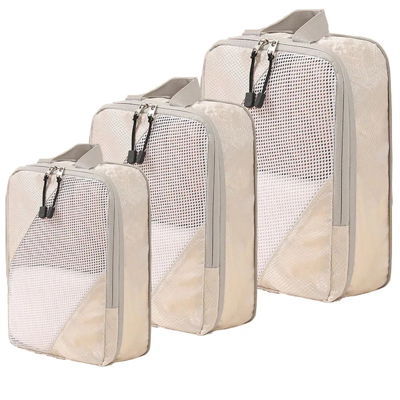 Compression Travel Cubes 3pcs High Quality Organizer Pouch Bag Waterproof Plane Suitcase Packing Cubes Clothing Mesh Bags Set