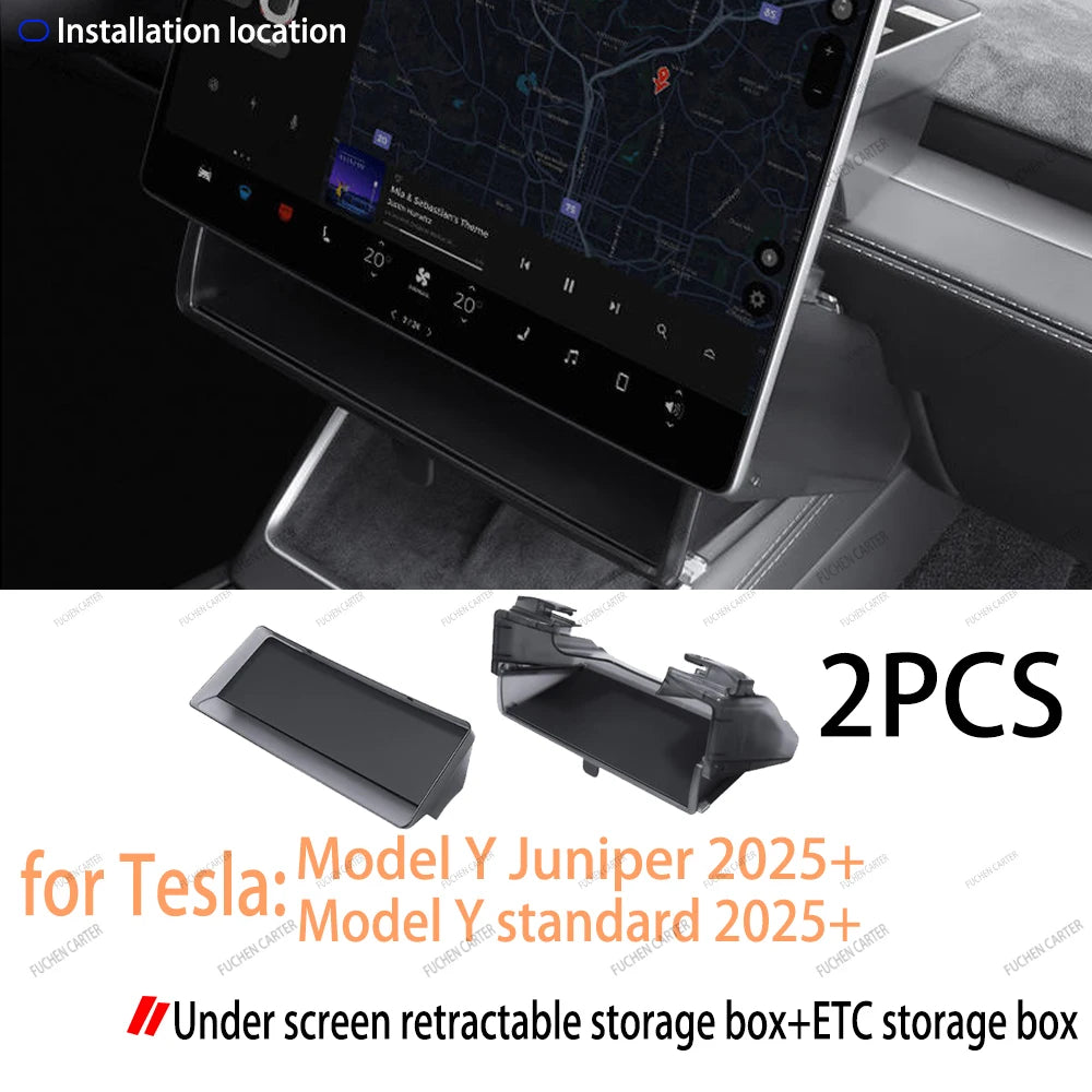 For Tesla Model Y Juniper 2025& Standard 2025+ Console & Armrest Hidden Storage Box Cup Holder Console Organizer Box Accessories