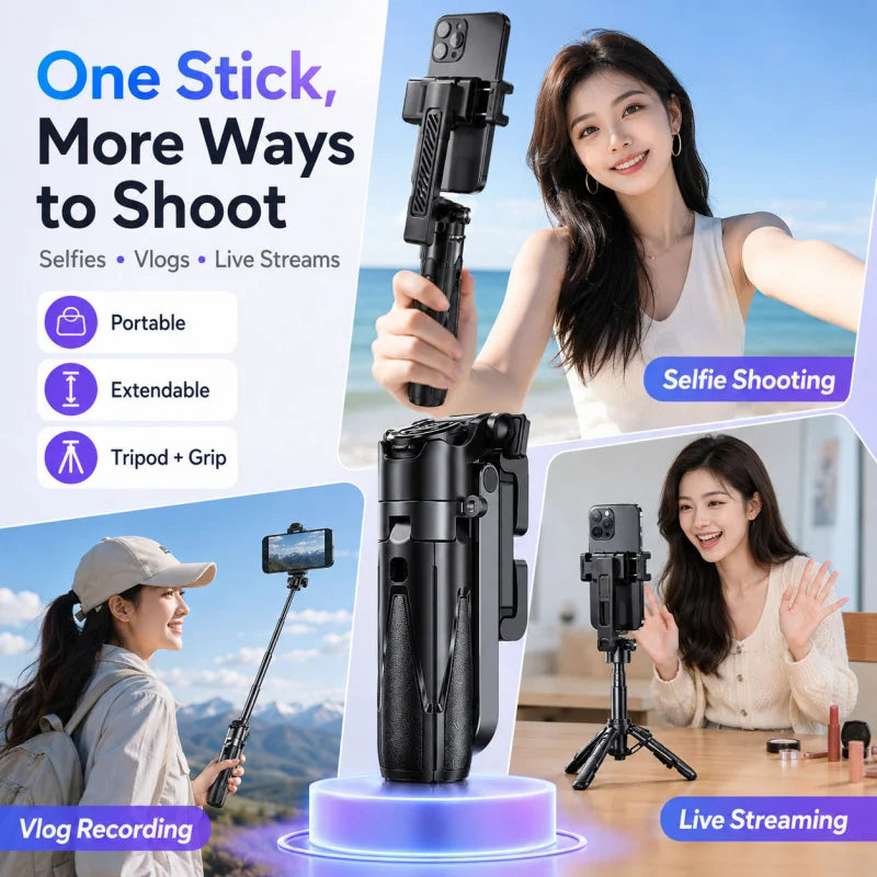 P15 Mini Bluetooth Selfie Stick Tripod Universal Phone Holder Portable Extendable Travel Handheld Stand for Live Vlog