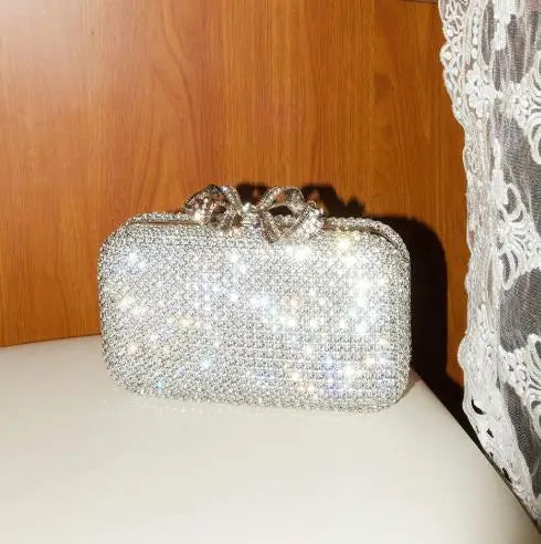 Luxury Diamond Clasp Evening Bag Bowknot Clutch Purse Rhinestone Totes Bags High Quality Handbag Fashion Party Clutch Handbag