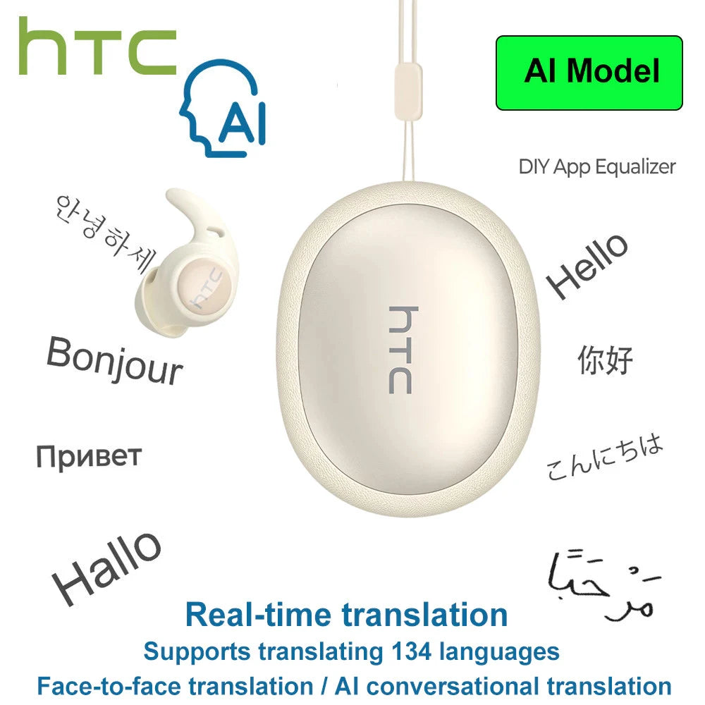 Sleeping Noise Reduction Earbuds HTC Original NE76 AI Translation Wireless Bluetooth Earphones HIFI Music Stereo Sound Headphone