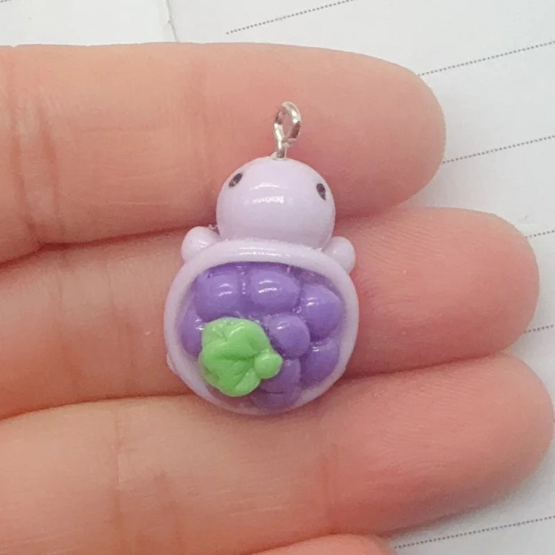 10pcs resin creative fruit turtle animal jewelry pendant DIY earrings keychain accessories