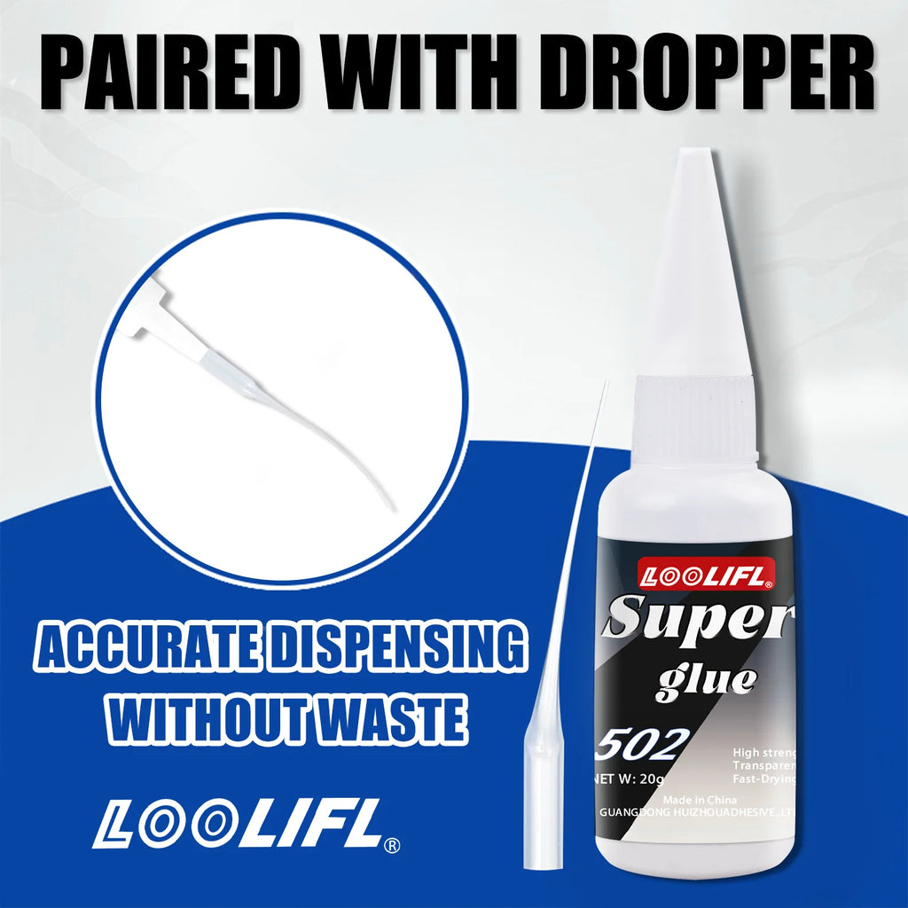 Loolifl, Best-Selling 1-25Pcs 502 Super Glue, Quick-Drying Cyanoacrylate Adhesive for Glass, Leather, Rubber, Wood, Metal, Strong Industrial Strength Glue