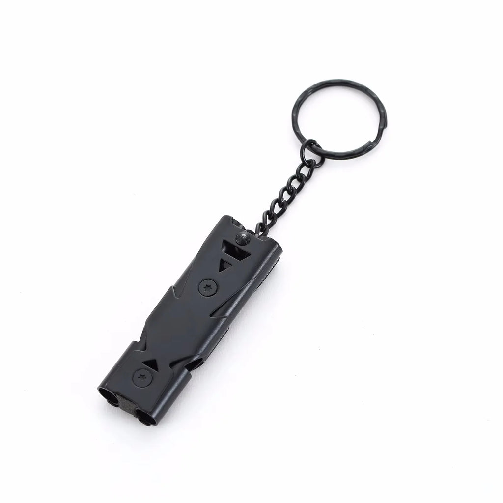 High Decibel Whistle Keychain Stainless Steel Double Pipe Camping Hiking Emergency Survival Whistle Portable Outdoors Tools