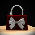 New velvet bow rhinestone handbag - luxurious evening dress bag - fashionable shoulder bag