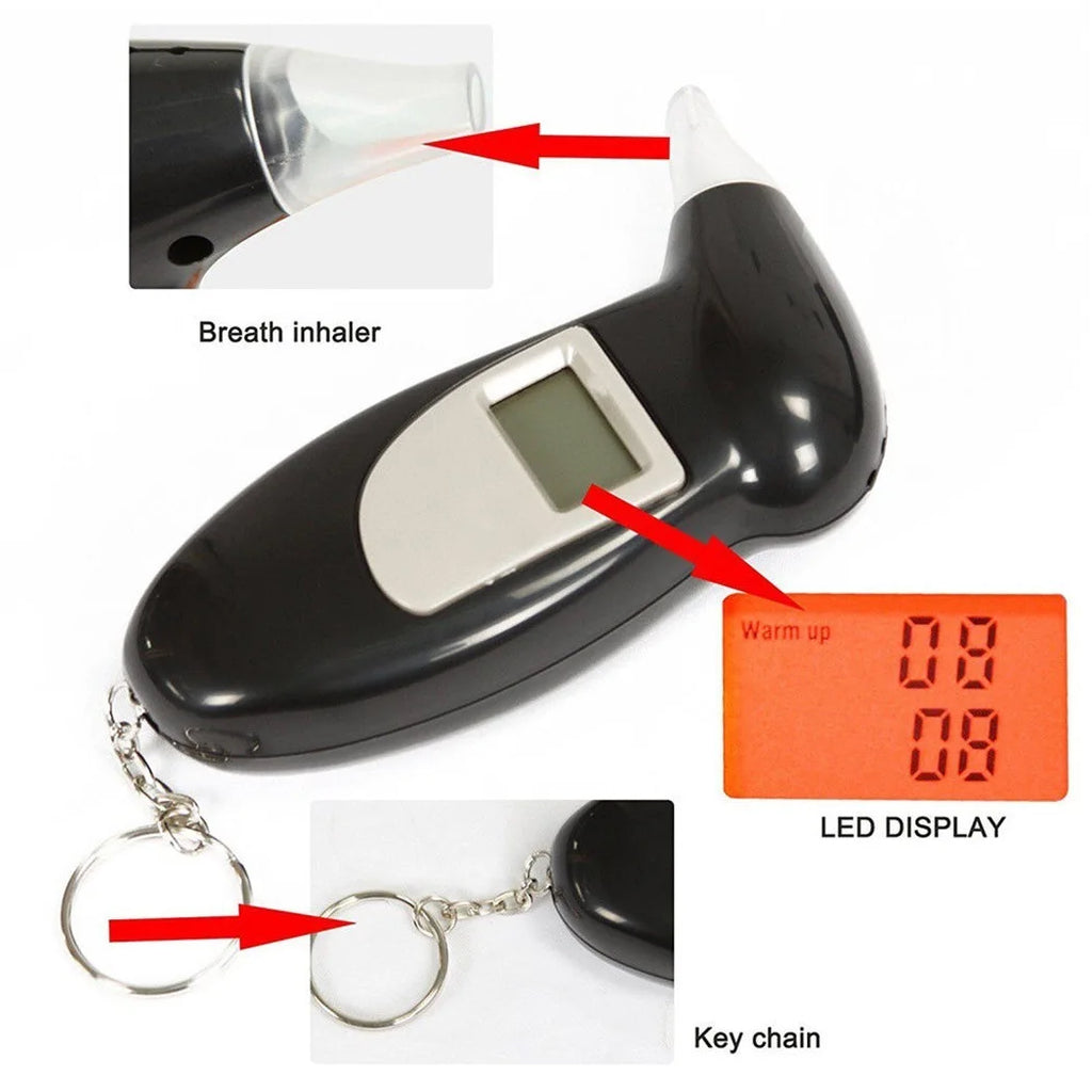 Digital Alcohol Tester LED Display Automatic Backlight Light Car Drive Safety Breathalyzer Alcohol Test Tools With Inhaler