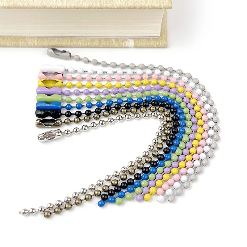 10 Colors 11.5cm 50-200piece 2.4mm Baking Paint Metal Bead Chain Round Wave Chain Handmade DIY Tag Keychain Toy Pendant Material