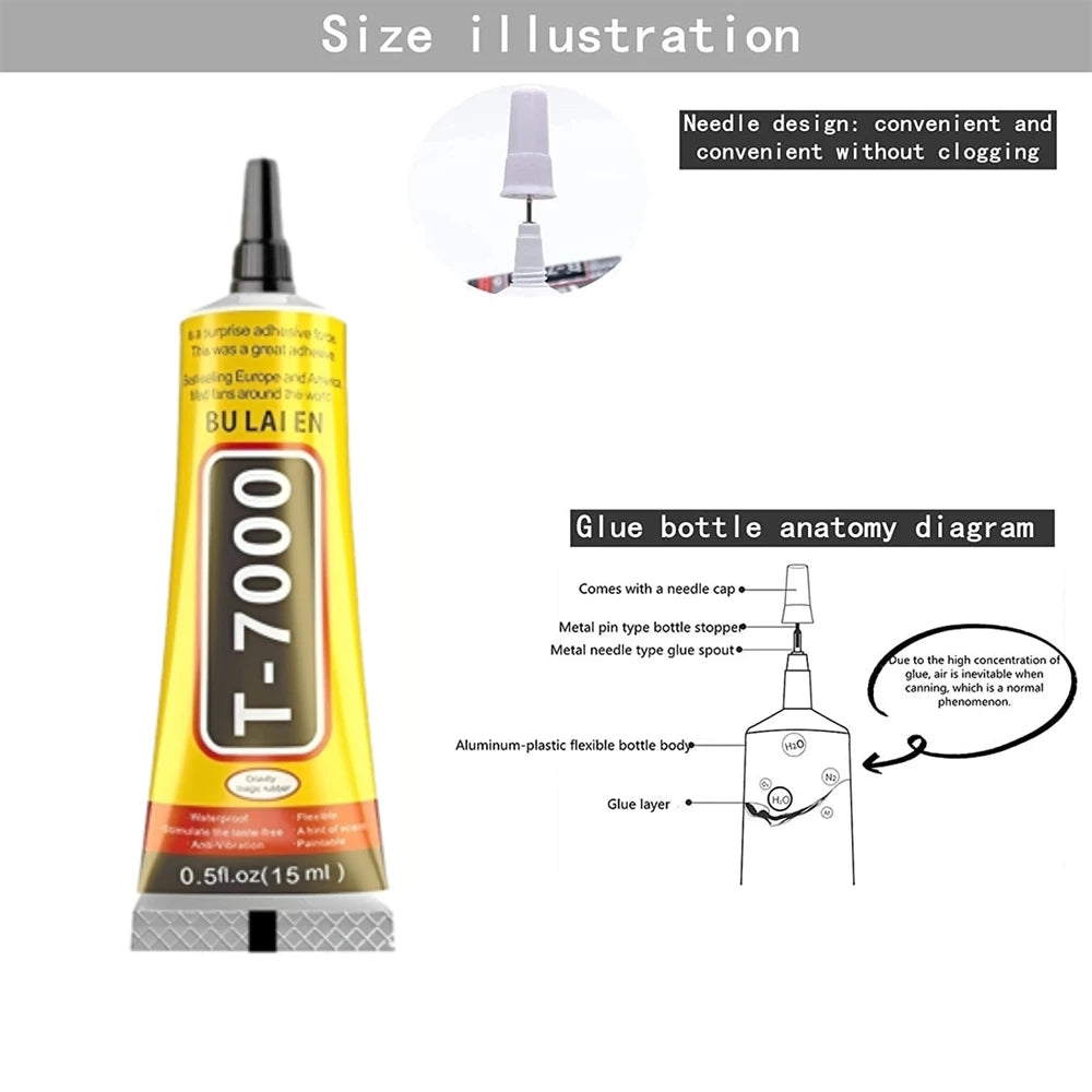 B7000/T7000 Black And Clear Soft Adhesive B-7000 Computer Cell Phone Touch Screen Repair Frame Anti-vibration Universal Glue