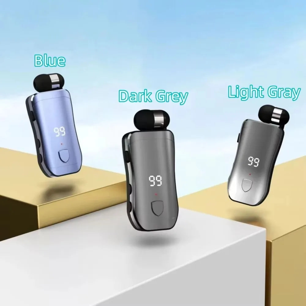 X200 Wireless Bluetooth Headset Ears in Lotus with Wire Clip Earphones Handsfree Earbuds Retractable Headphone