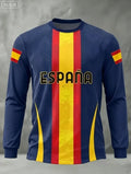 Spanish round neck long sleeved T-shirt quick drying versatile fashion print competition training daily outfit
