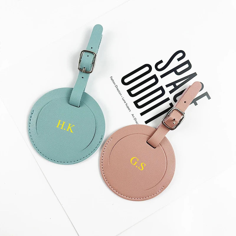 Custom Name Travel Passport Cover Round Luggage Tag Personalized Suitcase Label With Air-tag Bag PU Leather Luxury Dropship Gift