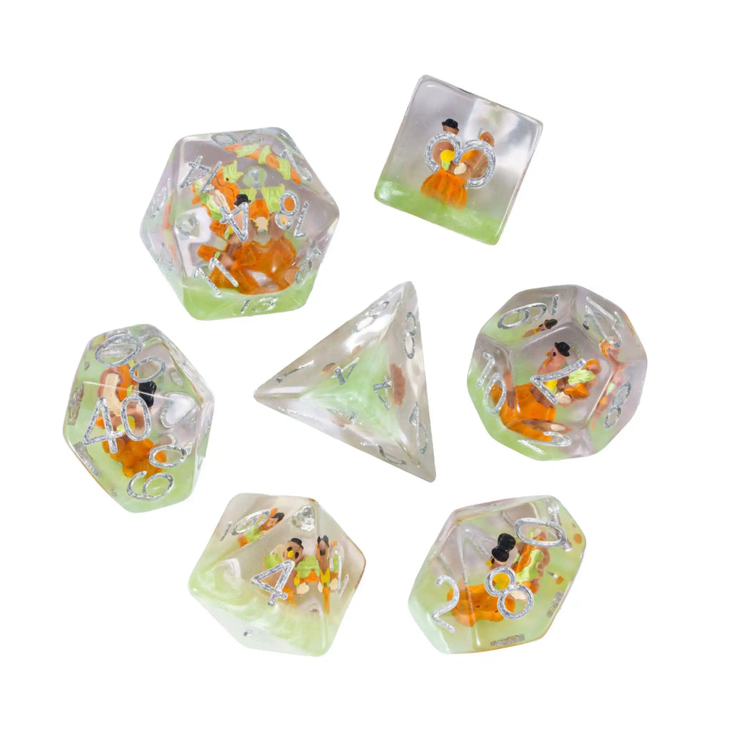 Cusdie Cute Animals DnD Dice Resin D4 D6 D8 D10 D% D12 D20 Polyhedral Dice Set for D&D Pathfinder Role Playing Table Board Games