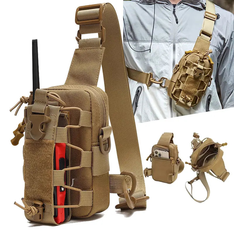 Tactical Sling Front Chest Bag Outdoor Water Bottle Pouch Hiking Trekking Phone Crossbody Climbing Shoulder Backpack Fanny Pack