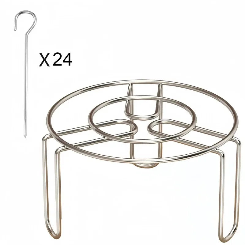 Round Stainless Steel Barbecue Skewer Rack Vertical Grill Holder with Hanging Skewers for Air Fryer BBQ Kitchen Cooking Tool