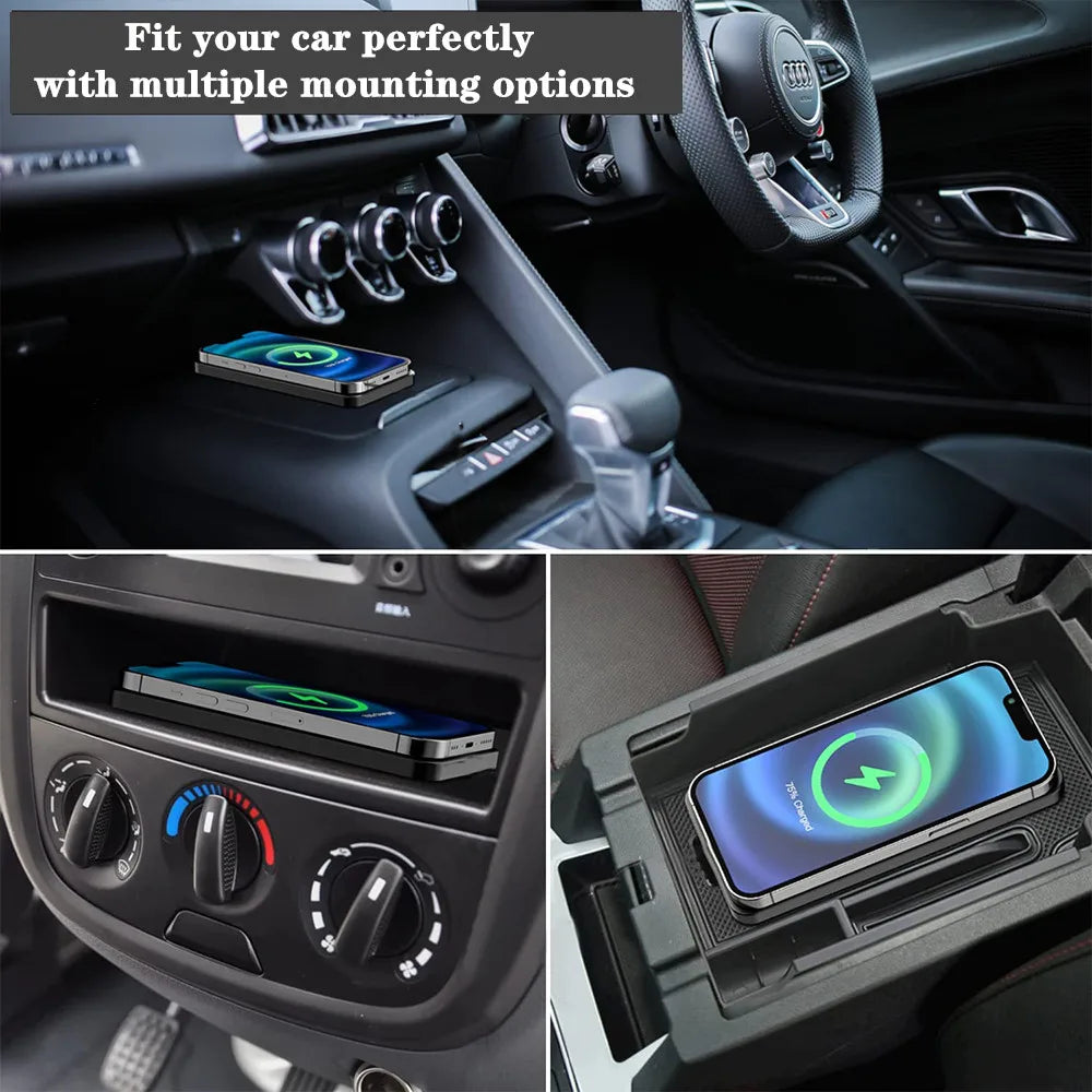 Car Wireless Charger Silicone Non Slip Pad for iPhone 15 14 13 12 Samsung Car Wireless Phone Chargers Fast Charging Station