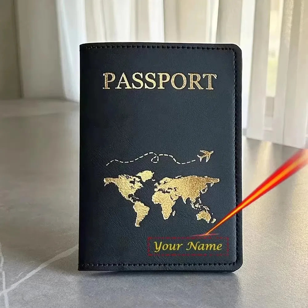 Cute Personalised Passport Cover Women with Names Engraved Passport Holder for Couples