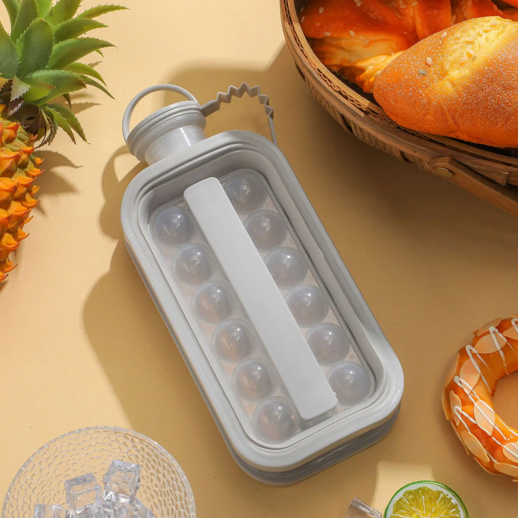 2-in-1 New Ice Hockey Pot Making Silicone Portable Cold Drink Ice Cup Ice Ball Molds Collapsible Ice Maker Home Travel