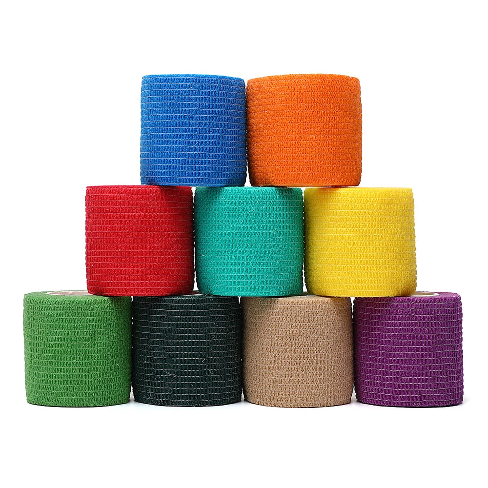Black Sports Self-Adhesive Elastic Bandage with 4.8-Meter Elastic Knee Pads, 18 Colors for Fingers, Ankles, Palms, and Shoulders