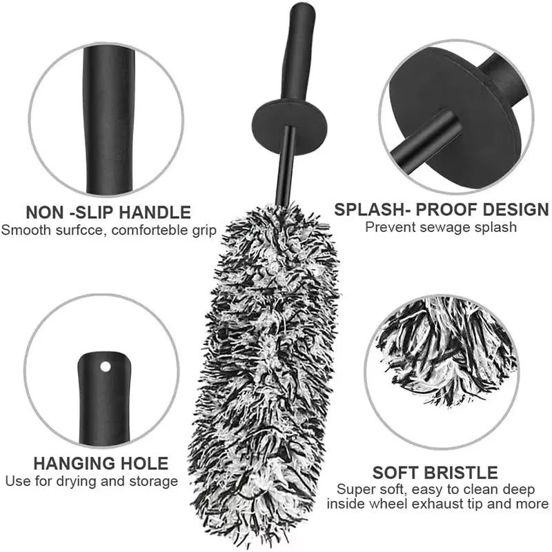 Car Wash Brush Microfiber Wheel Brush Cleaning Gloves Non-Slip Handle Plush Rims Spokes Wheel Washing Brushes Car Accessories