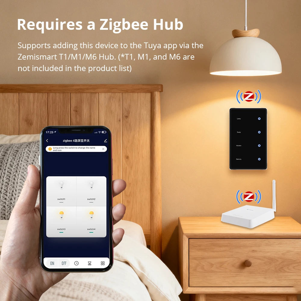 1234 Gang US Smart Zigbee Switch with Sensitive Touch Panel Work with Tuya Smart Life APP Remote Control Alexa Google Home Voice