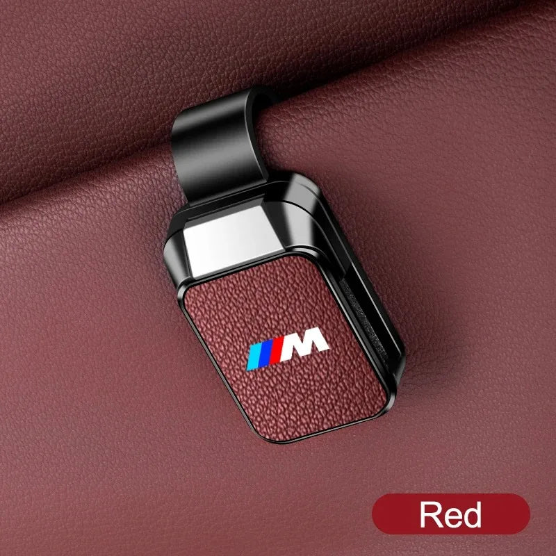 For BMW M 50th E39 E46 E60 E70 E91 E92 F10 F40 G01 X3 X5 X6 X7 Leather+ABS Car Sun Visor Glasses Clip Interior Sunglasses Holder