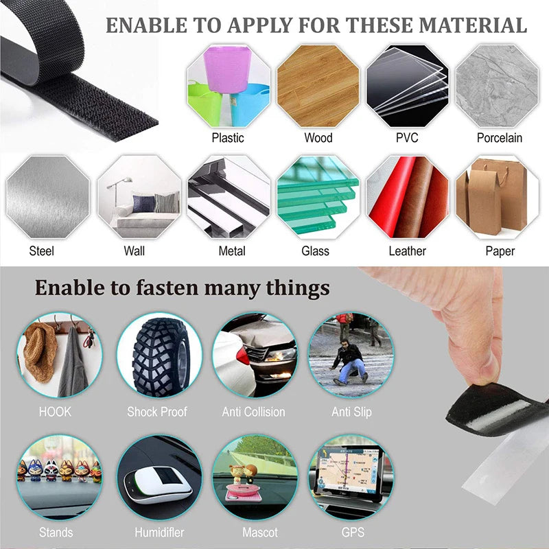 1-25M Velcros Self Adhesive Hook and Loop Fastener Tape House Diy Magic Tap Auto Double Sided Roll Strong Glue Home Strap Strips