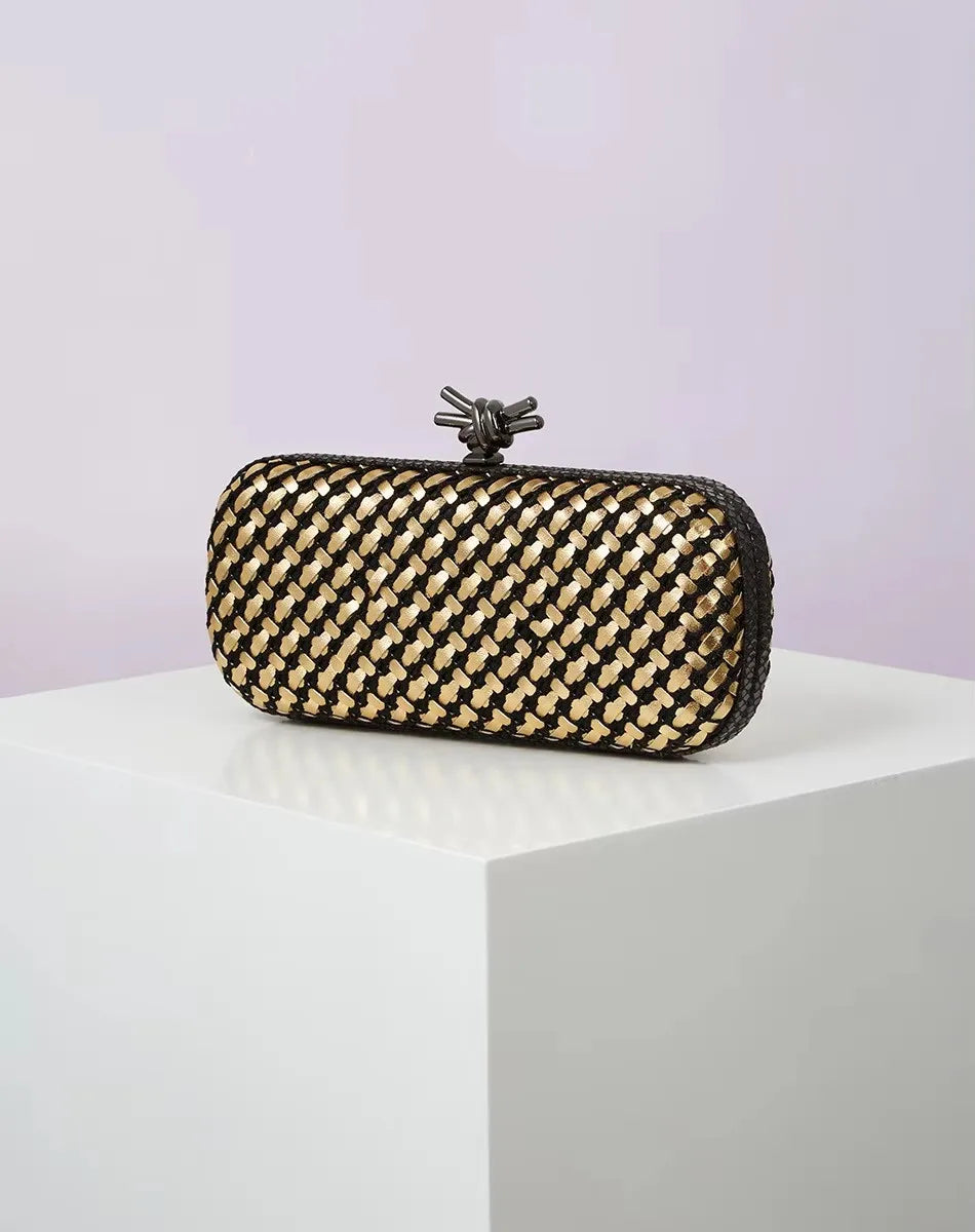 2026 New Quality Pu Woven Evening Clutch Bag with Polyester Lining for Women Dressy Evening Use Dinner and Party Bag 24 cm
