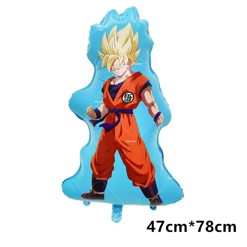 Dragoned Ball Z Balloons Happy Birthday Banner Goku Vegeta Ballons Party Decoration Plate Disposable Tableware Cake Topper Toy