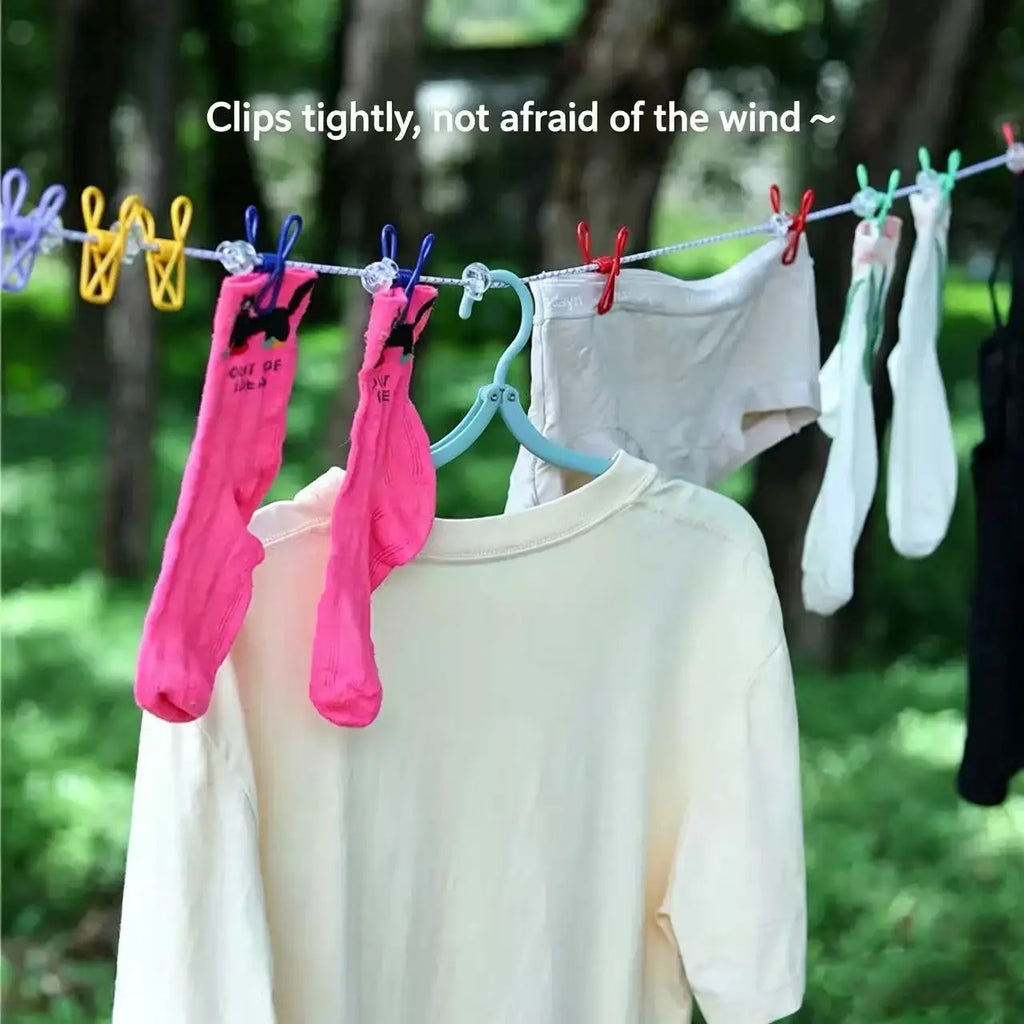 1.8M Portable Elastic Clothesline With Clips,Windproof Travel Laundry Drying Rope For Camping Business Trip Hotel Clothes