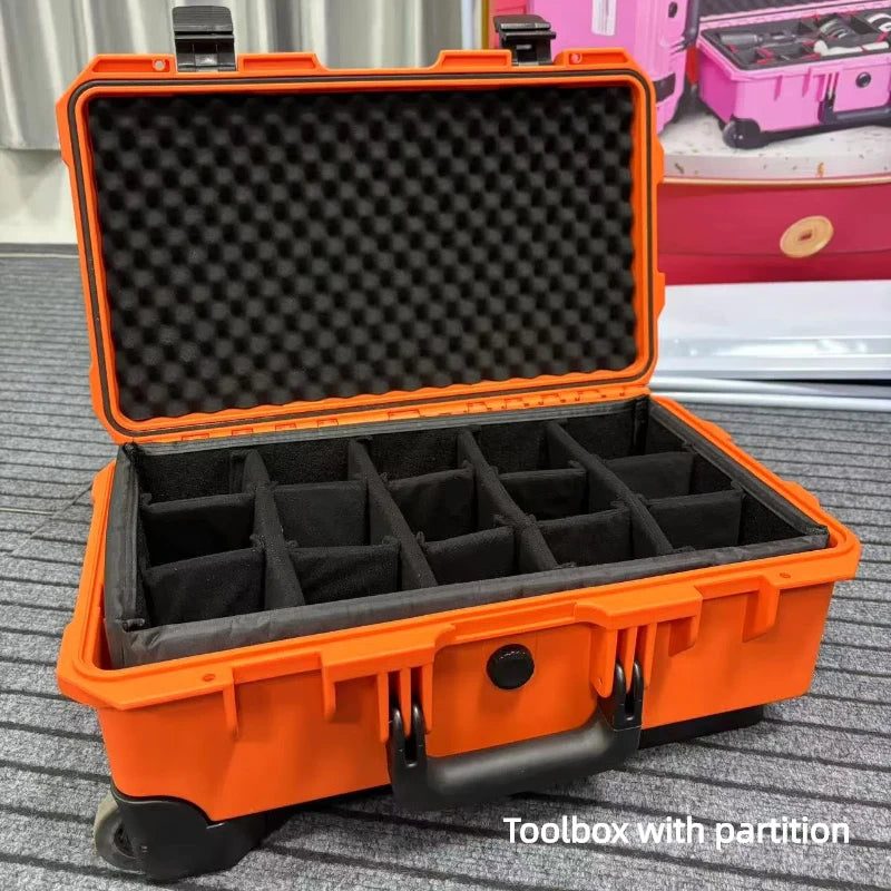 Portable Trolley Toolbox Multi-functional Plastic Toolbox Camera Notebook Photography Waterproof Trolley Case Large Size S5129