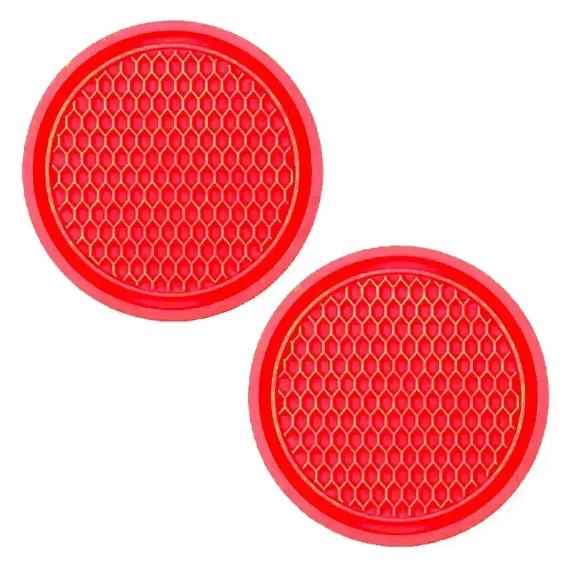 Car Coasters, Universal 2 Pcs Car Coasters for Women Bling Car Accessories, Silicone Anti Slip Crystal Car Cup Holde
