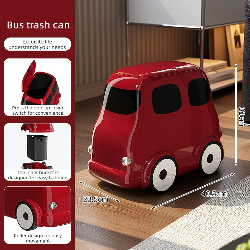Retro Bus Car Trash Can Living Room Creative Cute Trash Can Household Removable Press Paper Basket
