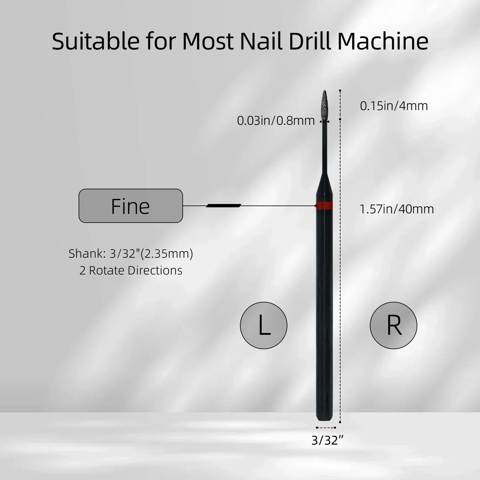 HYTOOS 1mm Mini Cone Cuticle Clean Nail Drill Bit, Black Russian Diamond Nail Bits Nail Cleaner Accessories for Dead Skin