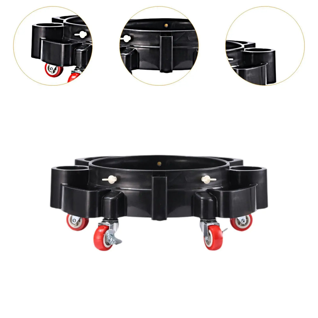 Rolling Base Bucket Trolly Durable PP Five Wheel Car Wash Dolly Mobile Cleaning Storage for Garage and Shop