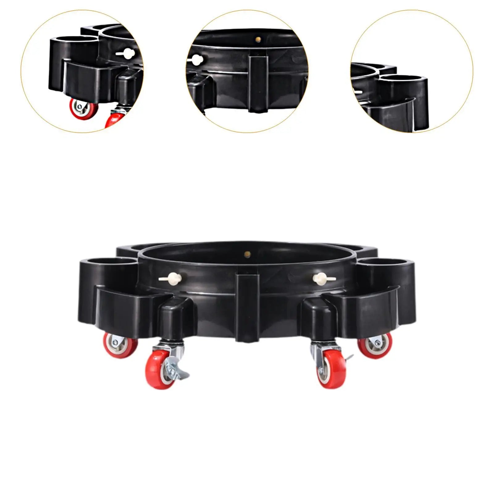 Rolling Base Bucket Trolly Durable PP Five Wheel Car Wash Dolly Mobile Cleaning Storage for Garage and Shop