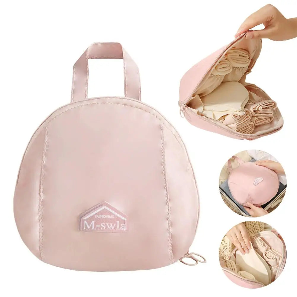 Underwear Travel Pouch Oxford Fabric Lingerie Organizer Bag with Multiple Pocket Shape Retaining Cup Holder for Suitcase Packing
