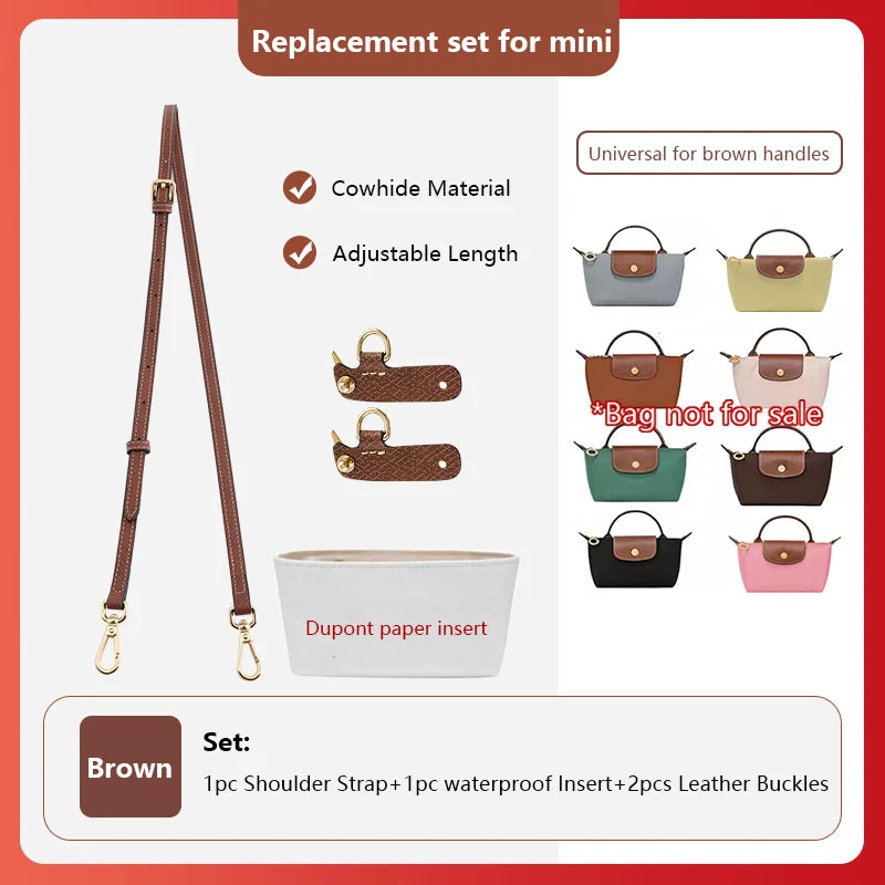 Genuine Leather Bag Shoulder Strap For Longchamp Mini Bag Crossbody Bag Strap Adjustable Bag Belt Bag Replacement Accessories