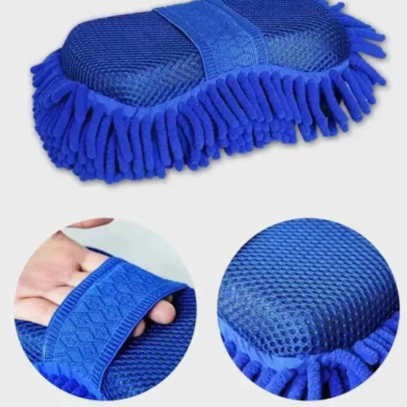 1x Microfiber Chenille Car Wash Sponge and Scrubbing Pad - Scratch-Free Cleaning Tool for Auto Detailing